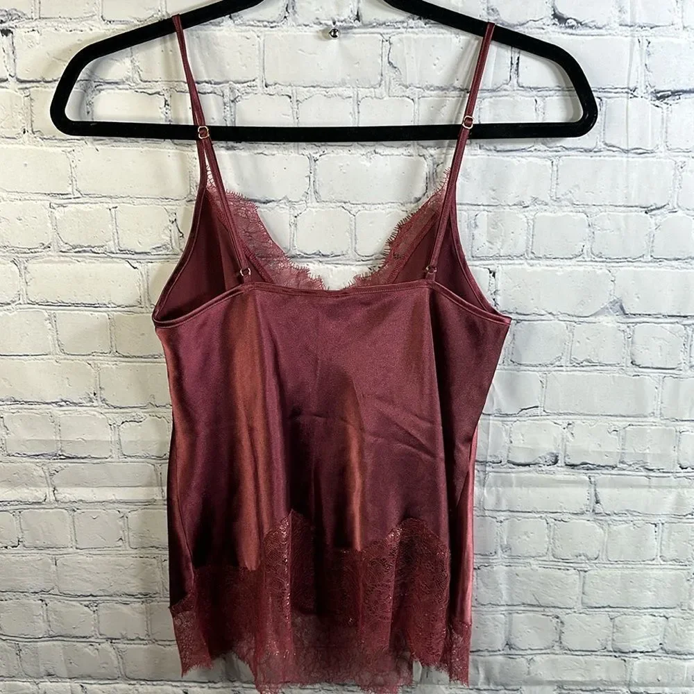 🌹 Victoria’s Secret Sleep Camisole - Maroon - Silky and Lacey - Size Small